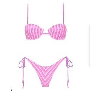 triangl bikini pink purple stripped